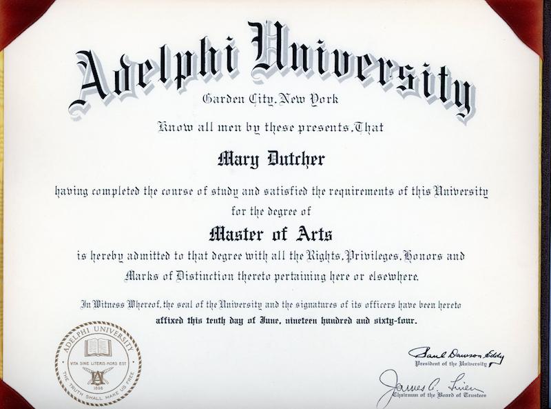 Adelphi MA diploma