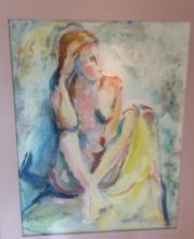 Nude sitting with towel